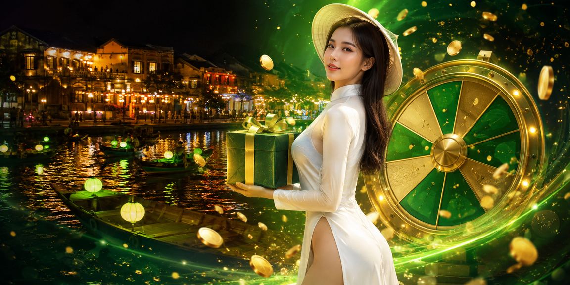 Người dùng tại Hội An trải nghiệm roulette trực tuyến trong trang phục áo dài truyền thống Việt Nam